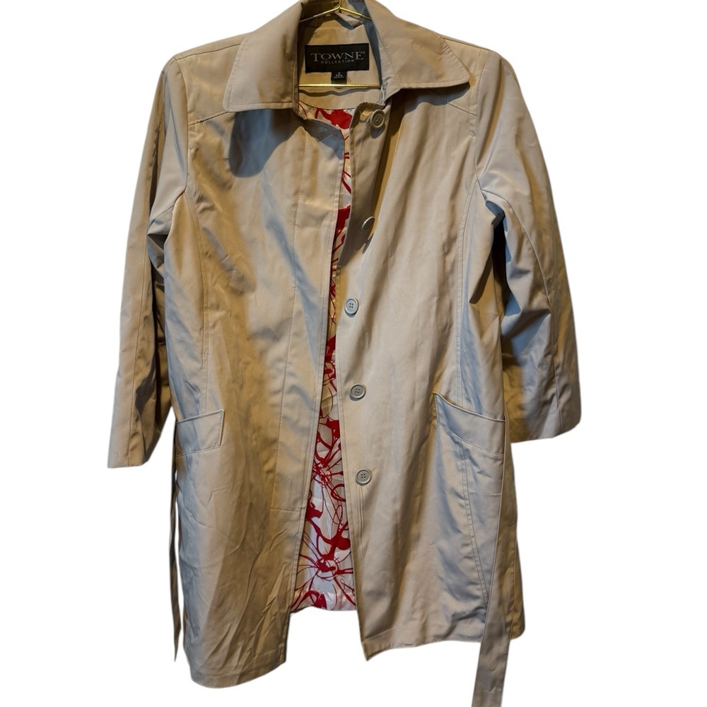 Towne Collection Mid Length Trench Coat Size Small Women's Beige Lined